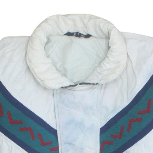 K-Way Mens White Blue 80s Puffer Jacket Size S Retro Outdoor Style