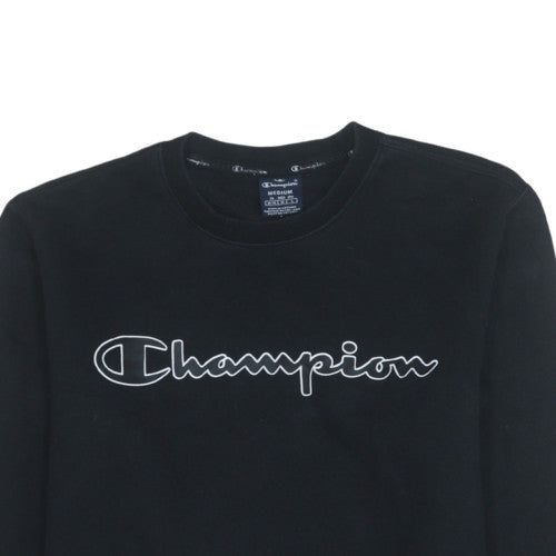Champion Mens Black Medium Pullover Sweatshirt Crew Neck Logo