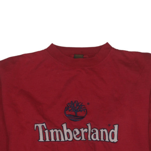 Timberland Men's Red Embroidered Logo Pullover Sweatshirt Size L