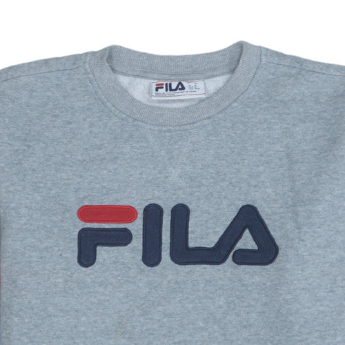 Fila Men's Grey Logo Pullover Sweatshirt M Retro Sports Style