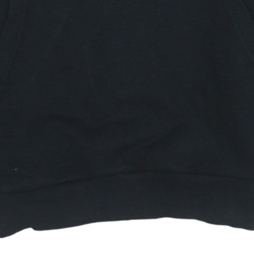 Adidas Boys Black Pullover Hoodie Size 13-14 Years Classic Logo Cotton Blend