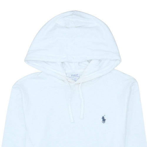 Ralph Lauren Boys White Pullover Hoodie M Cotton Jersey Long Sleeve