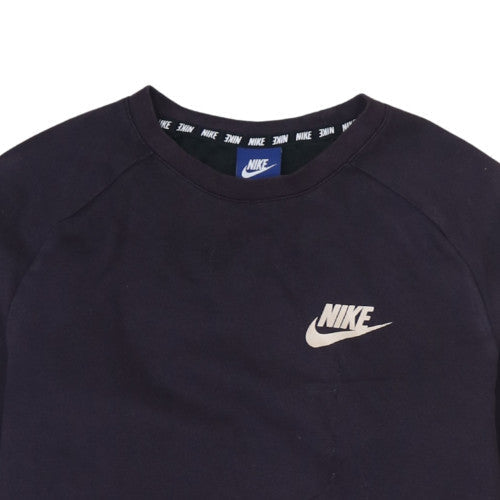 Nike Women Black Small Pullover Sweatshirt Crew Neck Logo Cotton Blend