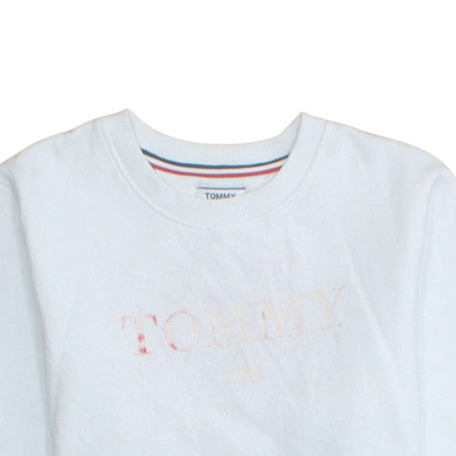 Tommy Jeans Womens White Small Crew Neck Cotton Sweatshirt