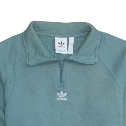 Adidas Womens Green 1/4 Zip Henley Sweatshirt Size M Regular Fit