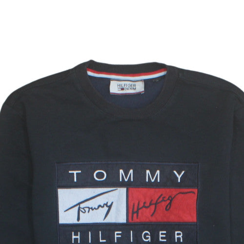 Tommy Hilfiger Men Black Crew Neck Pullover Sweatshirt Size M