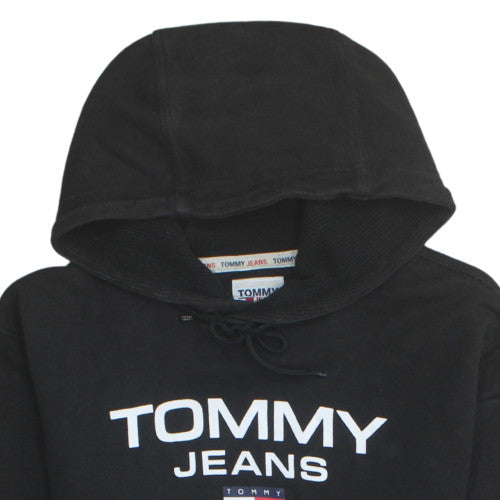 Tommy Jeans Men's Black Pullover Hoodie Medium Logo Fleece Sweatshirt
