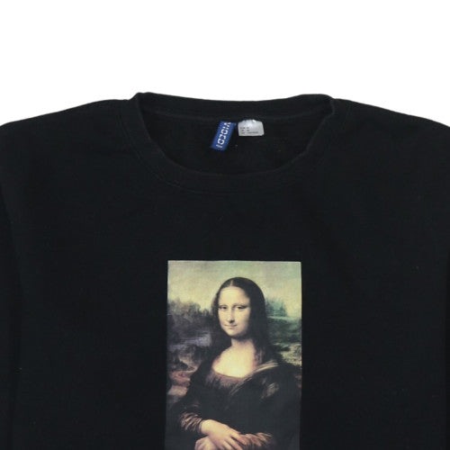 Divided Mens Black Mona Lisa Art Print Pullover Sweatshirt M