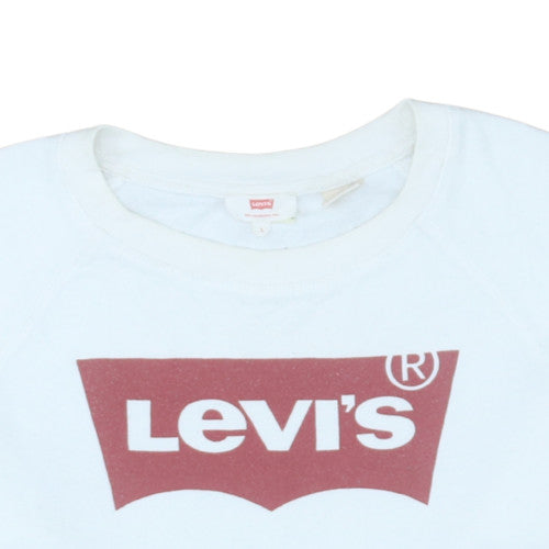 Levi's Womens White Logo Crew Neck Pullover Sweatshirt Size L