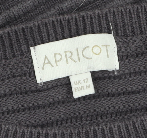 Apricot Women's Grey Cotton Crew Neck Jumper Size 12