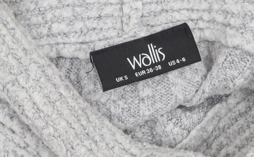 Wallis Women Grey Cable-Knit Roll Neck Jumper Size S