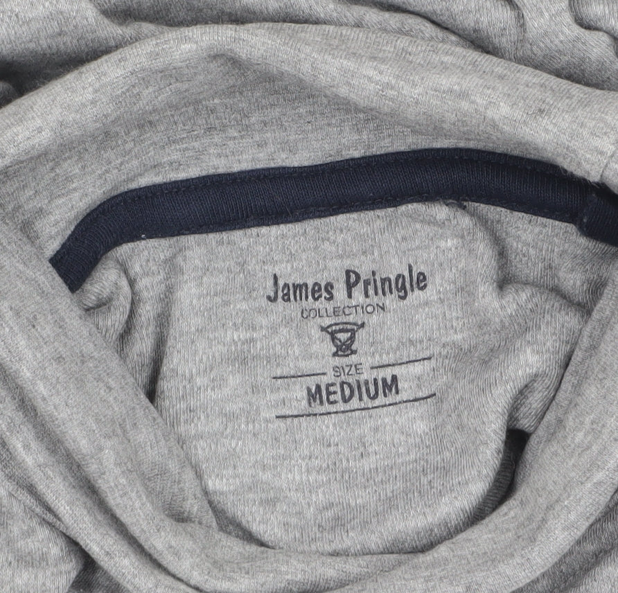 James Pringle Men's Grey Roll Neck Long Sleeve Cotton Top - M