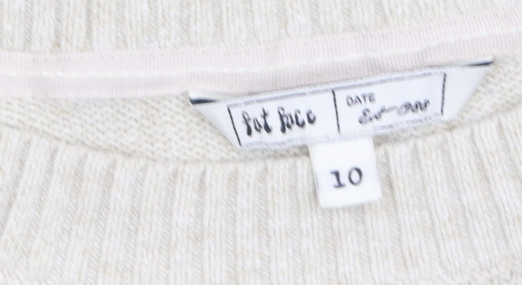 FatFace Women's Beige Cotton Blend Crew Neck Jumper Size 10