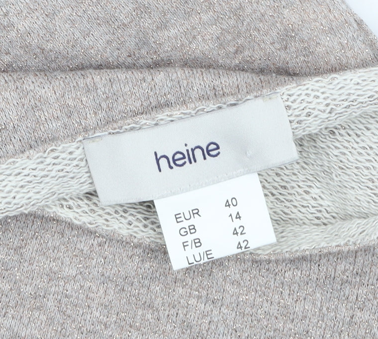 Heine Women’s Beige Sequin 3/4 Sleeve Knit Jumper Size 14
