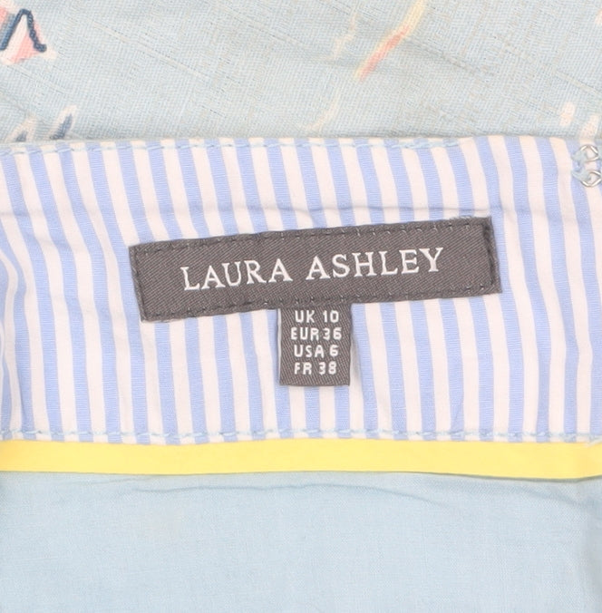 Laura Ashley Women’s Blue Nautical Print Cotton Lined Pencil Skirt UK 10