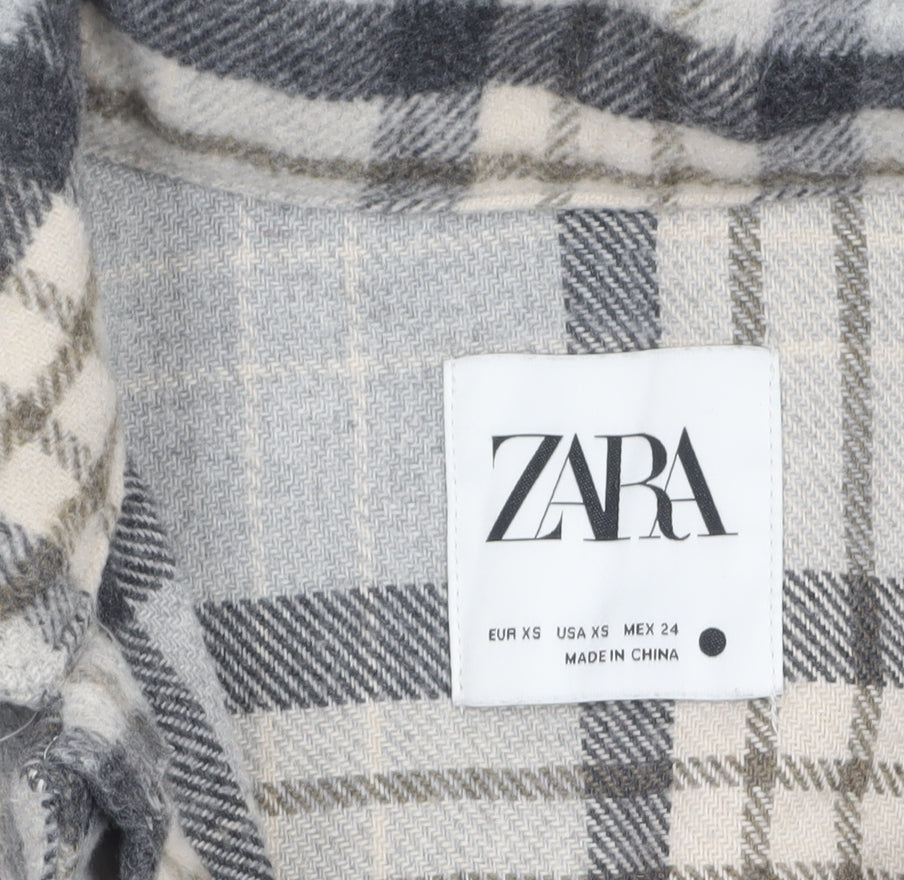 ZARA Women’s Grey Checked Flannel Shacket Jacket XS