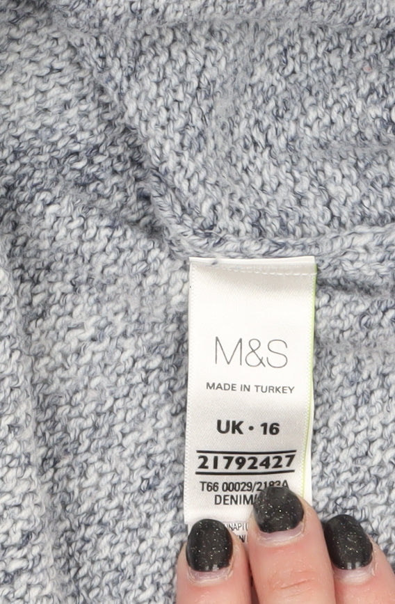 Marks & Spencer Women's Grey Size 16 Knit Open Cardigan