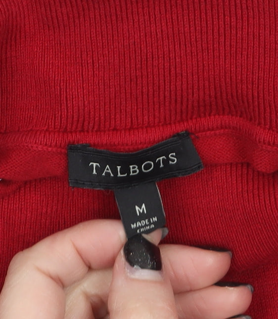 Talbots Women Red Roll Neck Long Sleeve Cotton Knit Jumper M