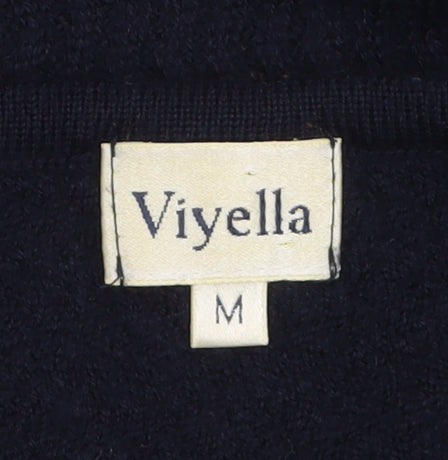Viyella Womens Black Wool Crew Neck Cable Knit Jumper M