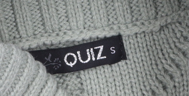 Quiz Women Green Roll Neck Cable Knit Sleeveless Vest Jumper Size S