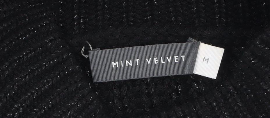 Mint Velvet Women’s Black Chunky Knit High Neck Jumper Size M