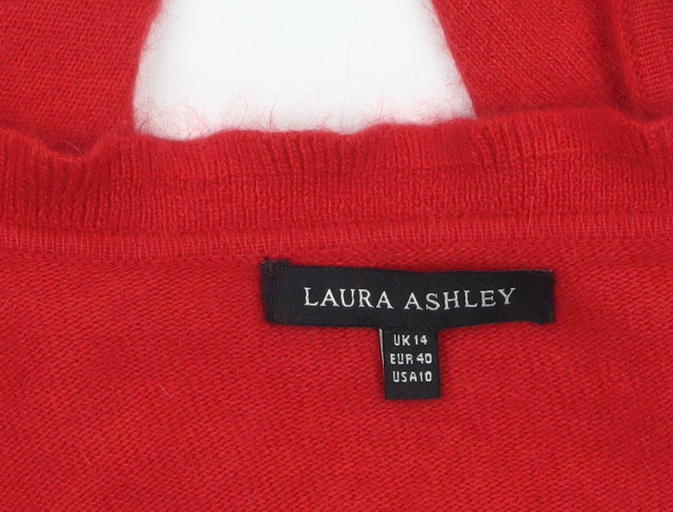 Laura Ashley Women's Red Angora Blend Cardigan UK 14