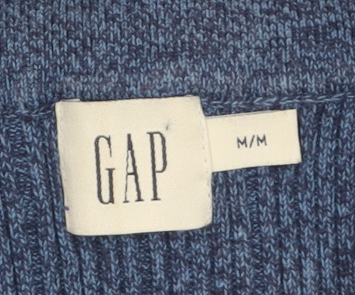 Gap Women Blue Collared Sleeveless Knit Cotton Tank Top M