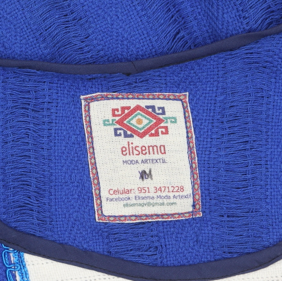 Elisema Women's Blue Bohemian Fringe Cape Poncho M