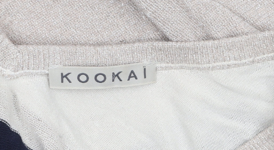 Kookai Womens Multicoloured Striped V-Neck Knit Jumper Size 10