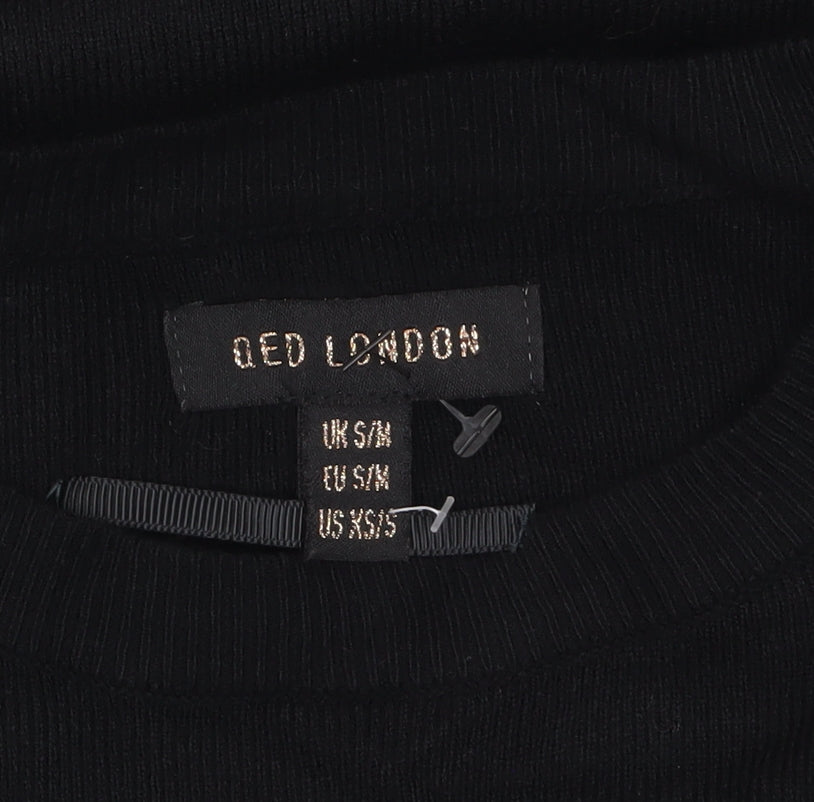 QED London Womens Black Red Heart Pullover Jumper Size S