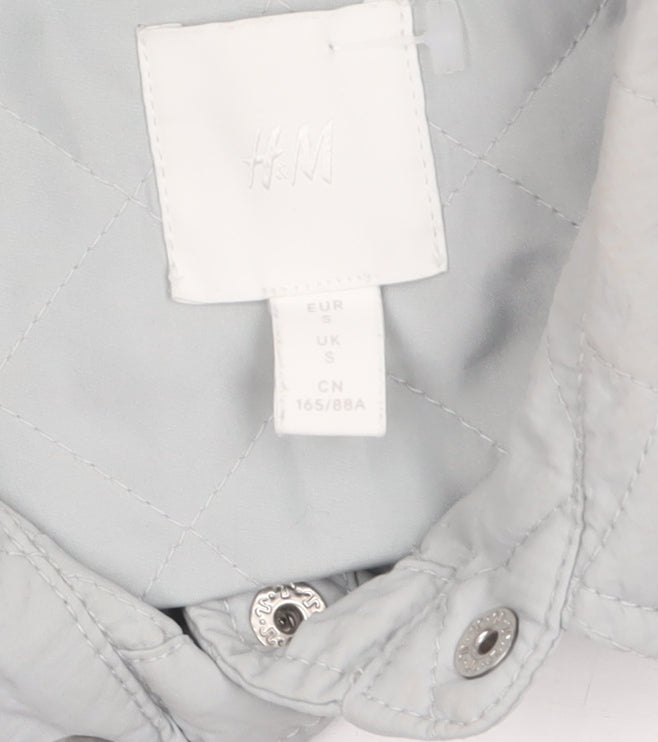 H&M Women Grey Quilted Mid-Length Jacket Size S