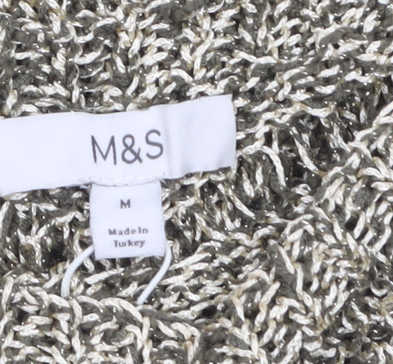 Marks & Spencer Women’s Beige Metallic Knit Sleeveless Tank Top M
