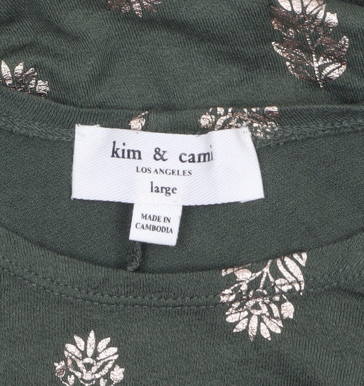 Kim & Cami Women’s Green Floral Relaxed Pullover Jumper Size L