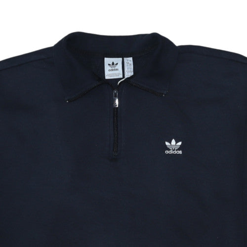 Adidas Womens Navy 1/4 Zip Sweatshirt Size L 16-18 Cotton Blend