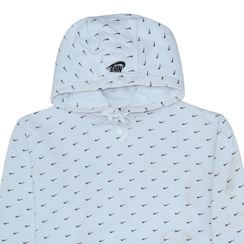Nike Mens White Pullover Hoodie M Graphic Logo Sportswear