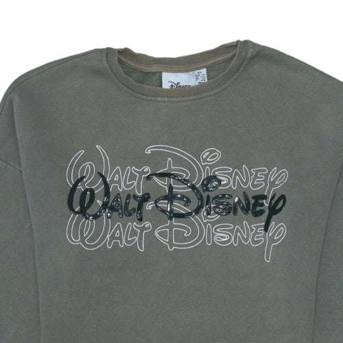 Disney Womens Grey 2XS Pullover Sweatshirt Crew Neck Logo Print