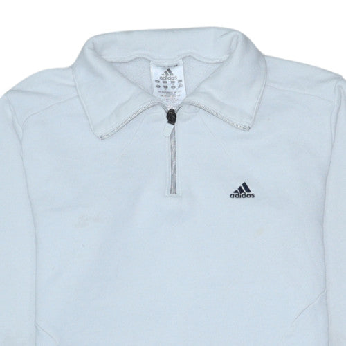 Adidas Women White 1/2 Zip Pullover Sweatshirt Size 12