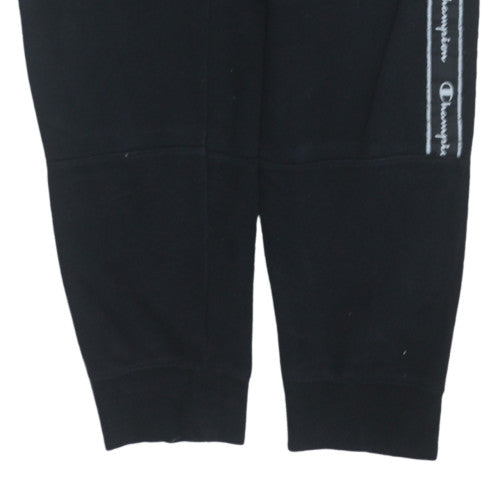 Champion Men's Black Large Fleece Jogger Trousers with Logo Tape