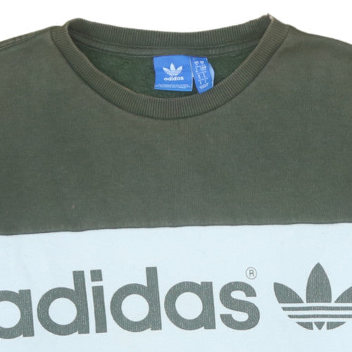 adidas Men's Green Pullover Sweatshirt M Crew Neck Logo Sports