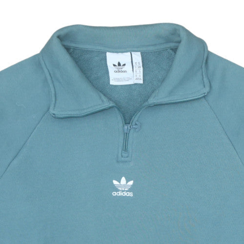 Adidas Men Blue 1/4 Zip Fleece Sweatshirt M Regular Fit