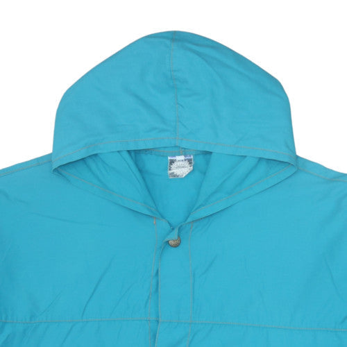 Kaya Beach Women's Blue Hooded Rain Jacket M Retro Surf Style