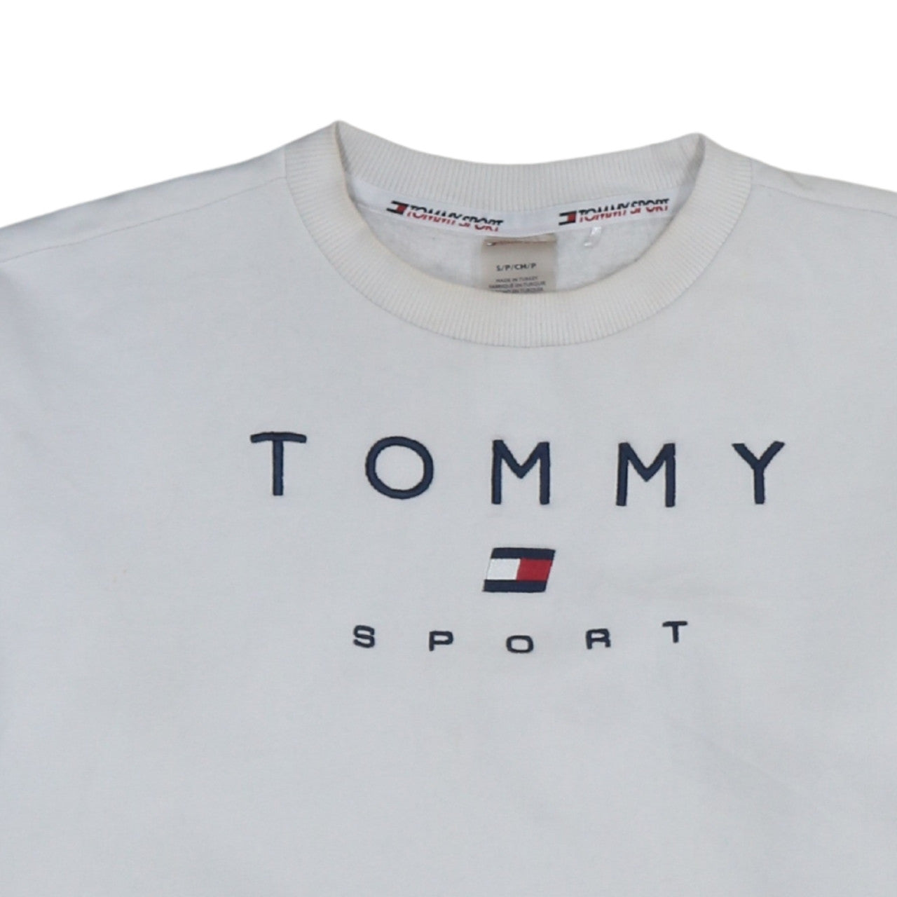 Tommy Sport Men's White Small Pullover Logo Sweatshirt