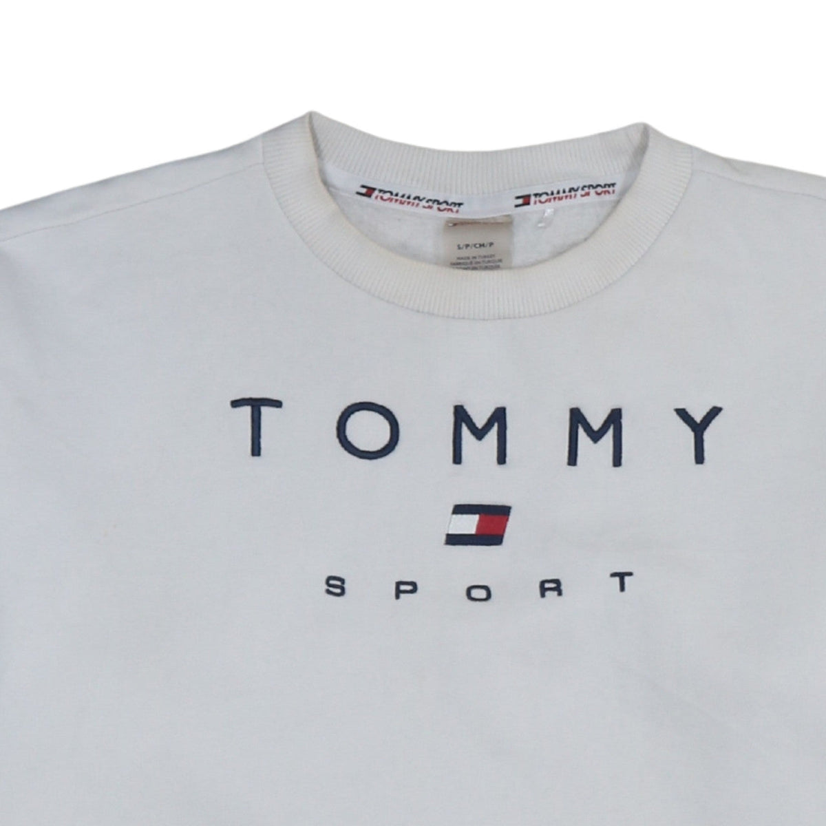 Tommy Sport Men's White Small Pullover Logo Sweatshirt
