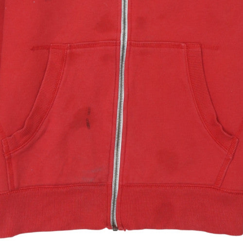 Converse Men's Red Full Zip Hoodie Size M Logo Fleece Sweatshirt