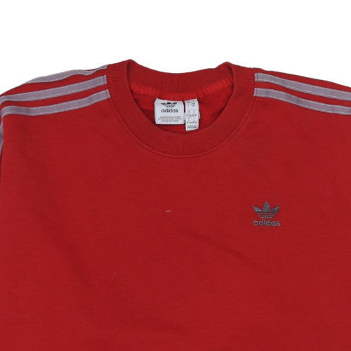 Adidas Women Red Crew Neck Long Sleeve Pullover Sweatshirt Size S