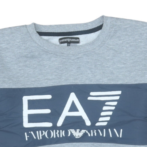 Emporio Armani Mens Grey EA7 Logo Sweatshirt Size M Pullover Crew Neck