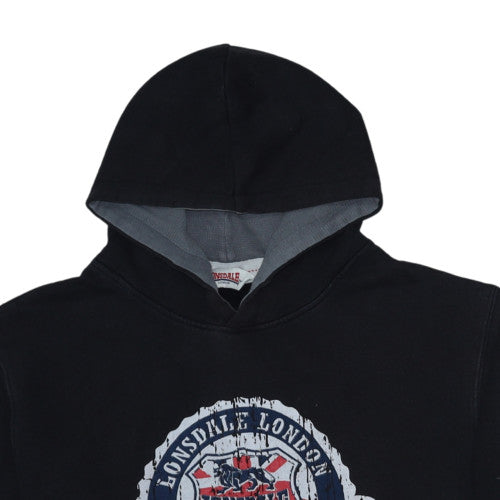 Lonsdale Men’s Black XL Pullover Hoodie With Logo Graphic Print