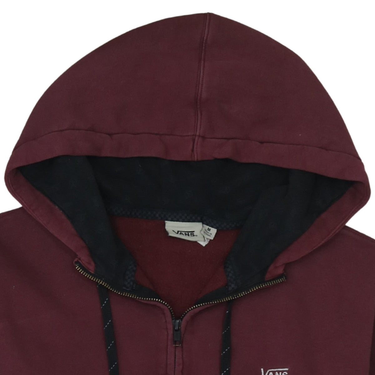 Vans Men's Burgundy and Black Full Zip Hoodie Size M