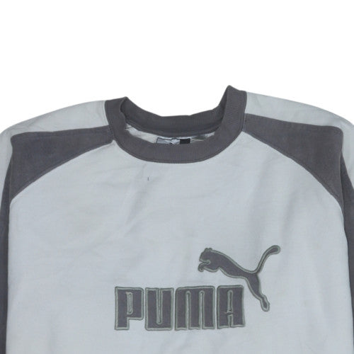 Puma Men's Grey Pullover Sweatshirt L Crew Neck Fleece Logo Sports