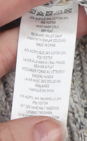 Great Plains Womens Grey Roll Neck Chunky Knit Jumper Size 10